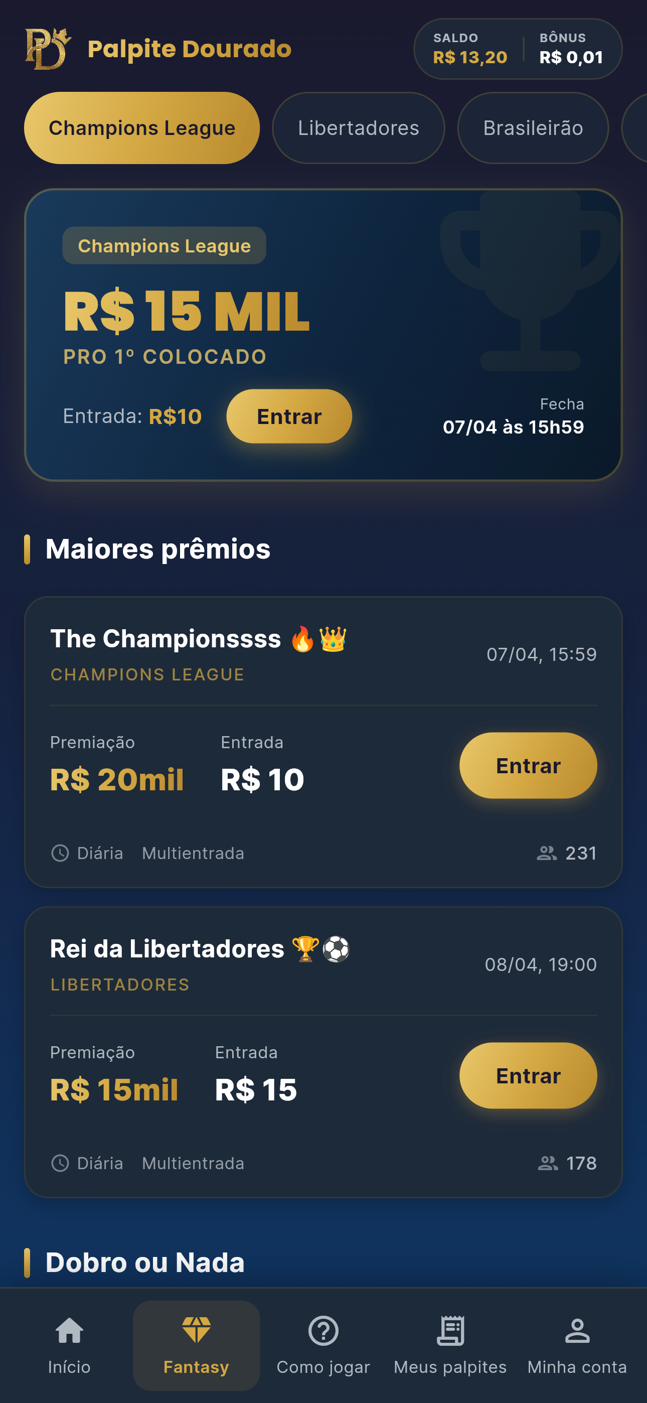 Campeonatos e prêmios
