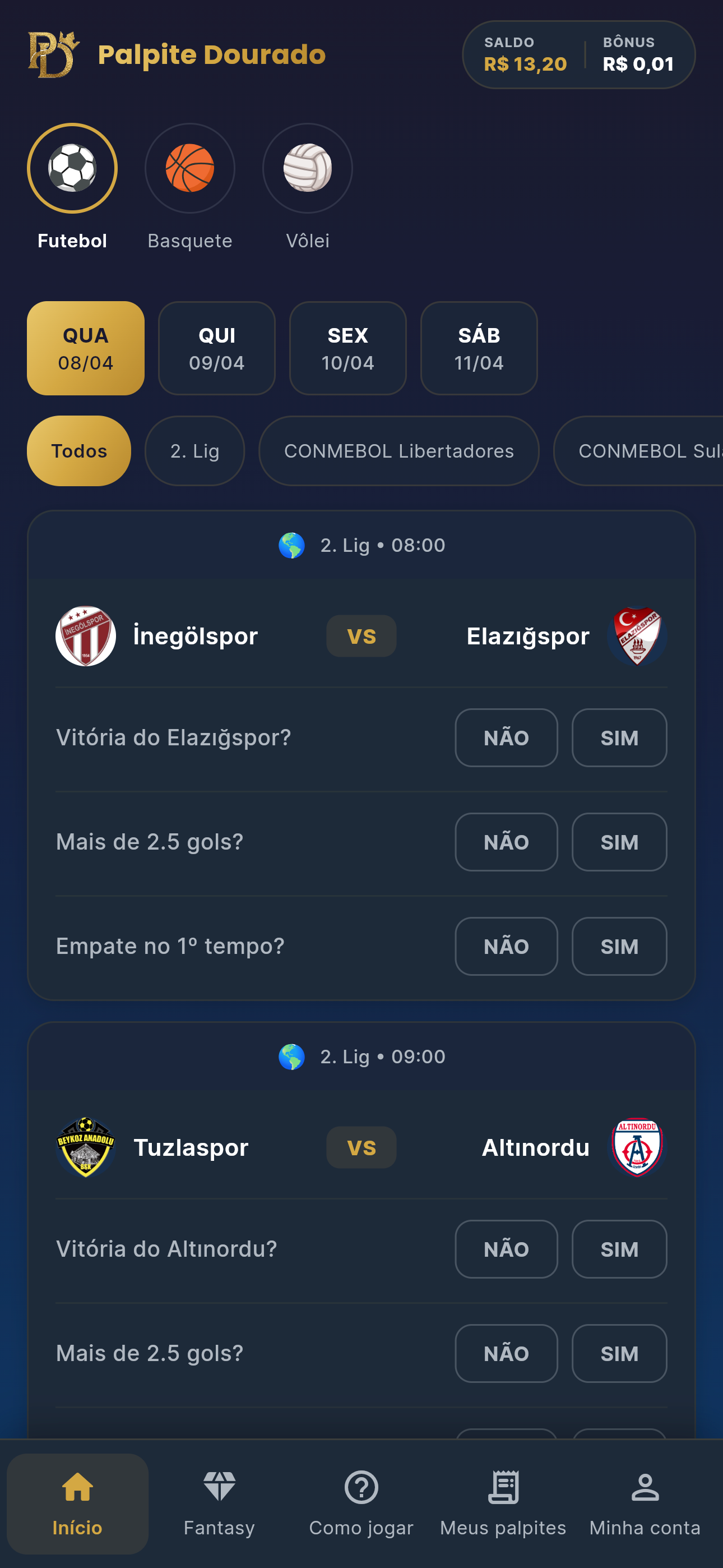 Faça seus palpites